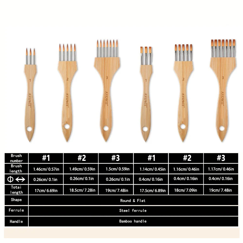 Wooden Handle Multi-Tooth Artist Brush Set
