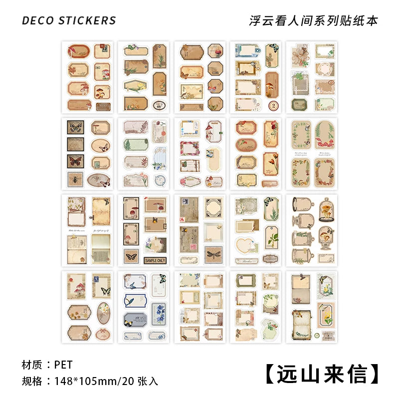 JIANQI 20-Piece PET Sticker Book – Plants &amp; Flowers