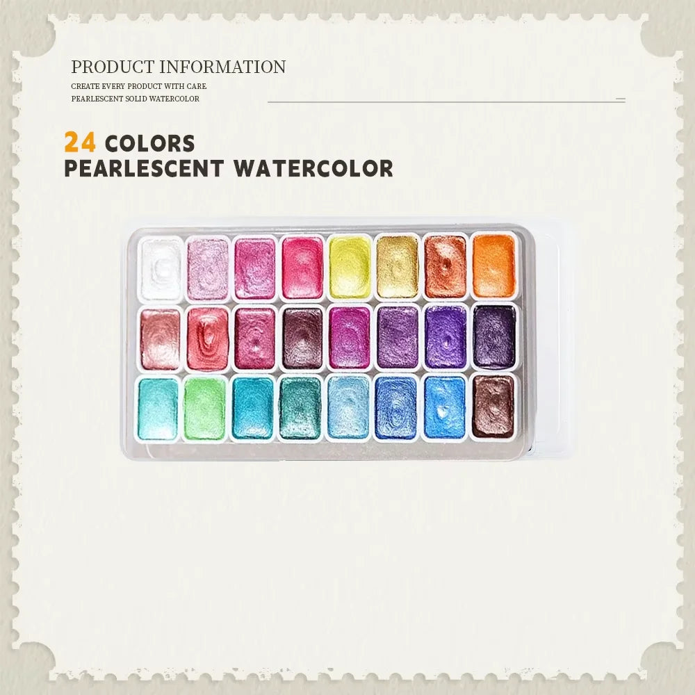 SeamiArt Pearlescent Watercolor Set – 20/24/60 Colors