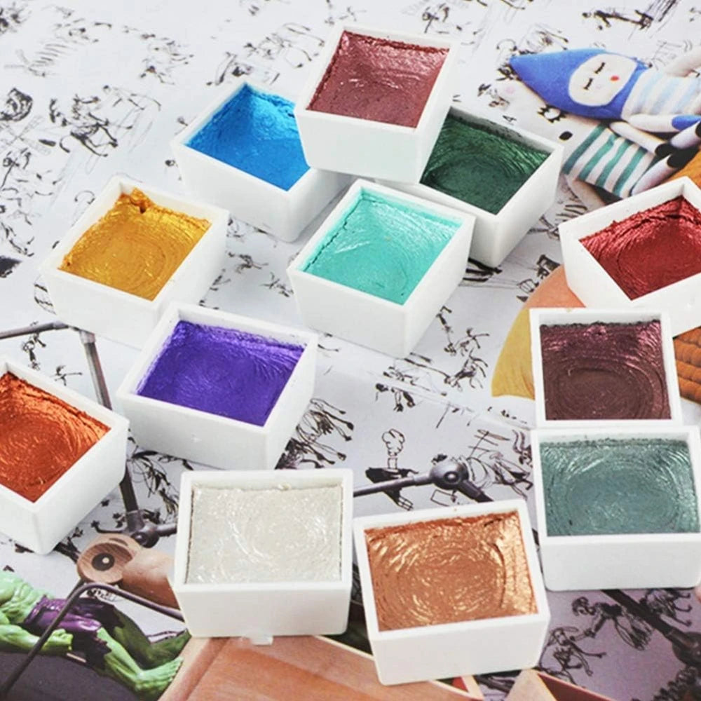 Portable 12-Color Retro Watercolor Set