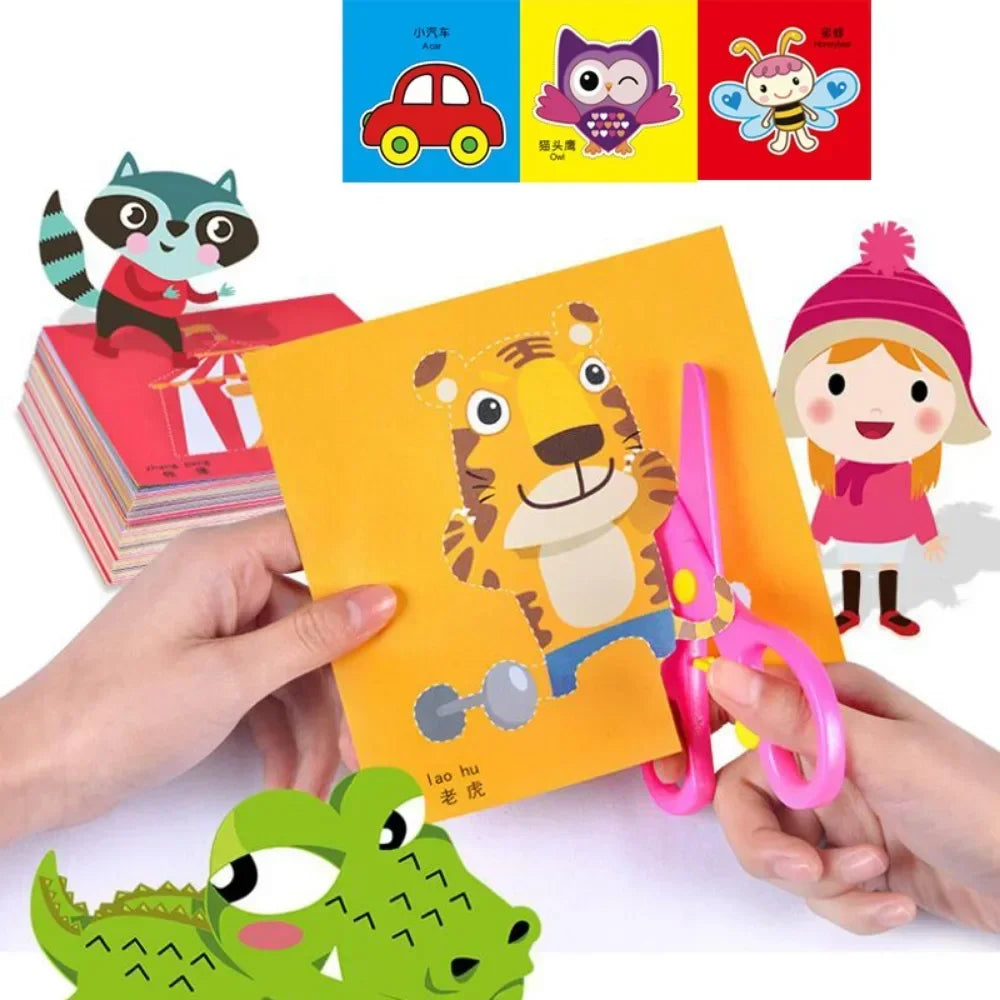 48-Piece Kids Handmade Paper Cut Craft Set