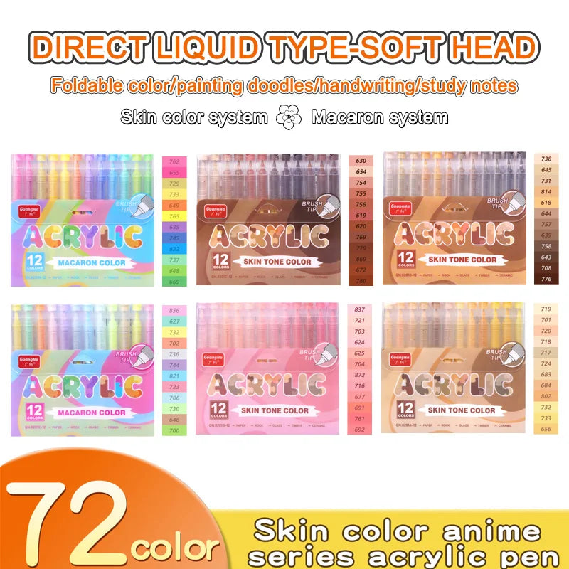 GuangNa Acrylic Paint Markers 12-72 Colors Set