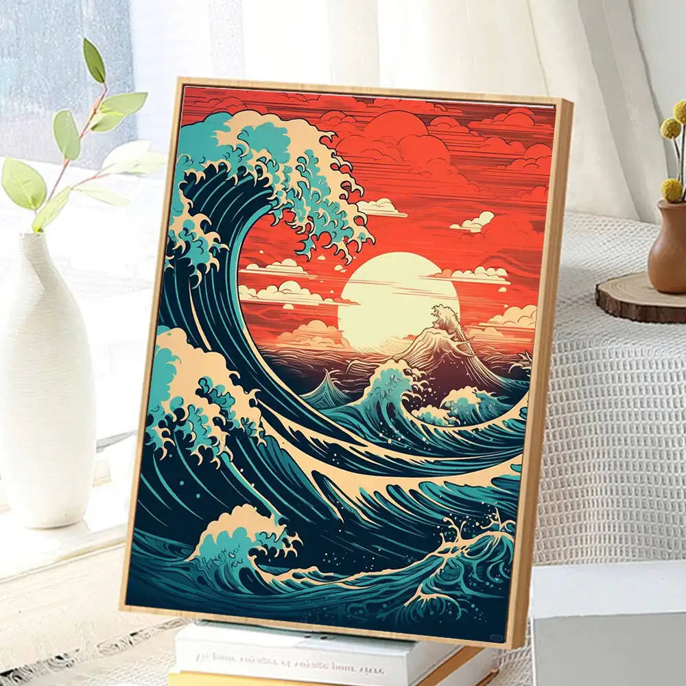 Huacan Sea Sunset Diamond Painting Kit – Full Drill Mosaic Set