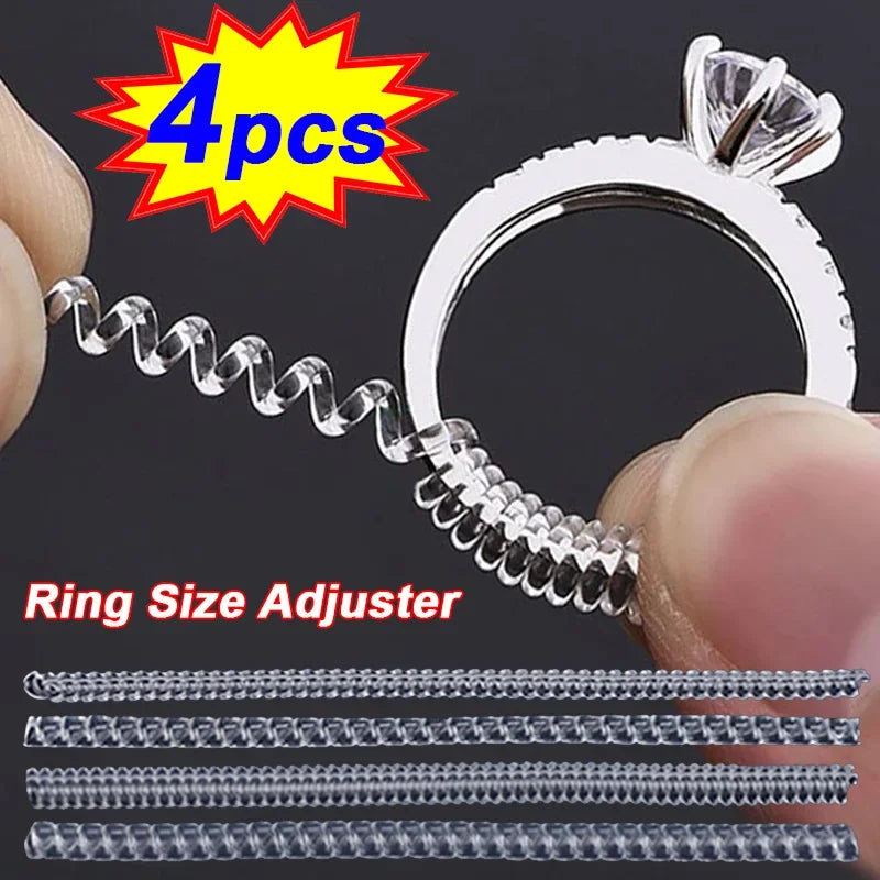 4pcs Ring Size Reducer Set – Invisible Spiral Resizing Jewelry Guard