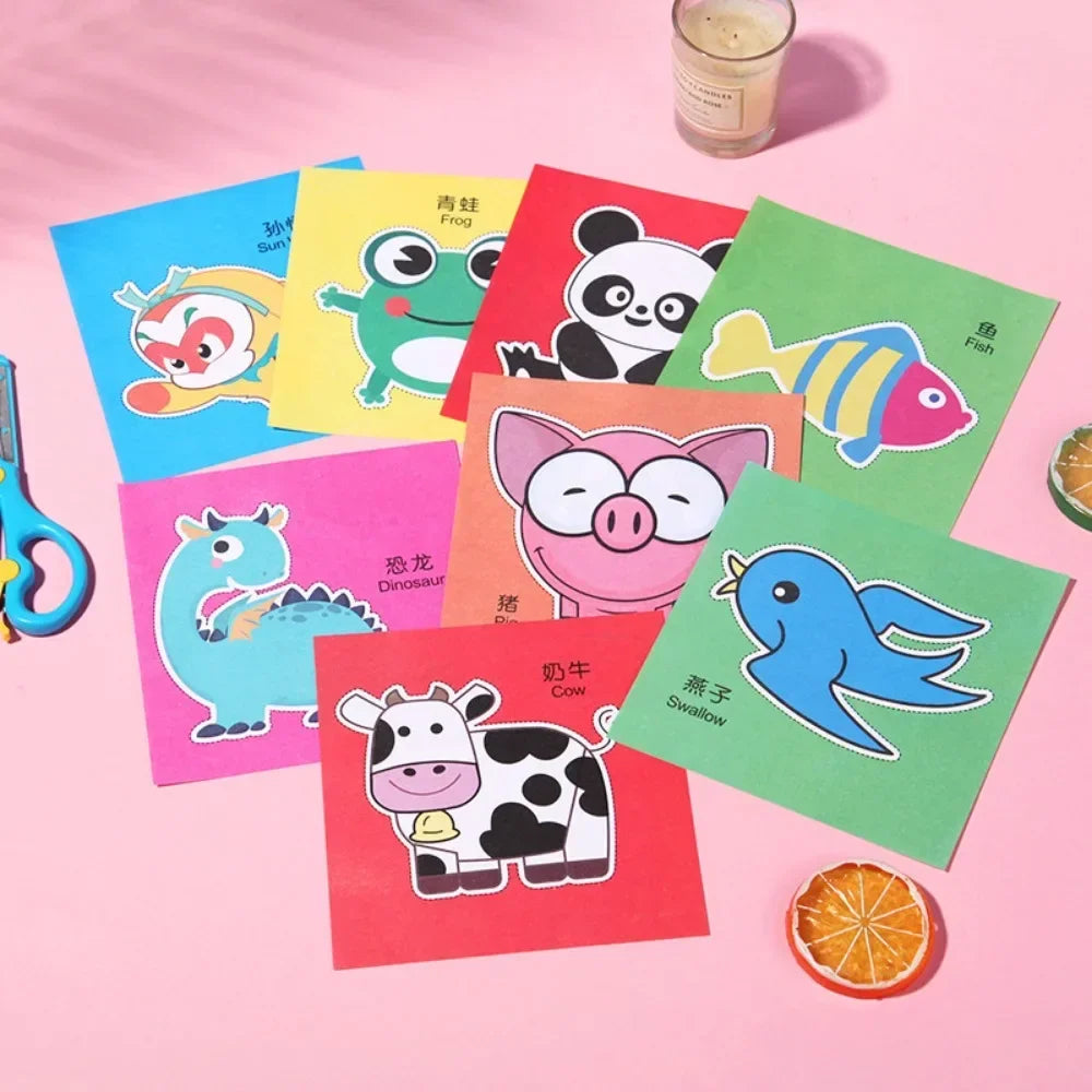 48-Piece Kids Handmade Paper Cut Craft Set