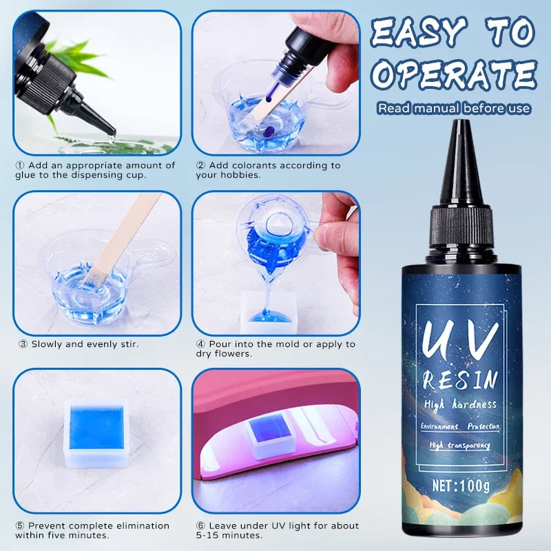 UV Resin Glue – High Transparency, Fast Curing, DIY Jewelry Epoxy