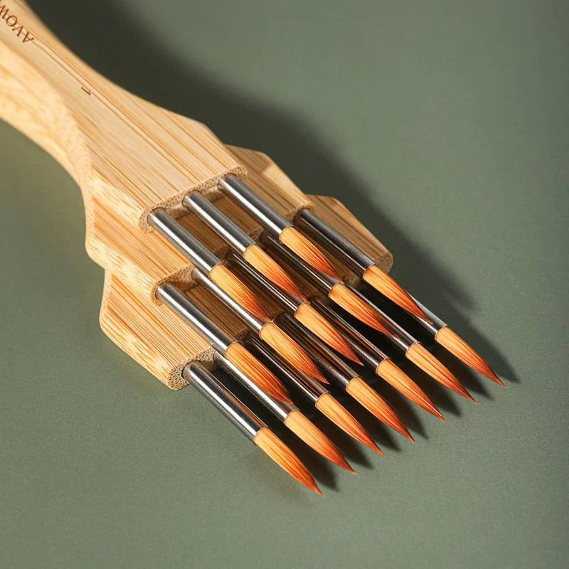 Wooden Handle Multi-Tooth Artist Brush Set