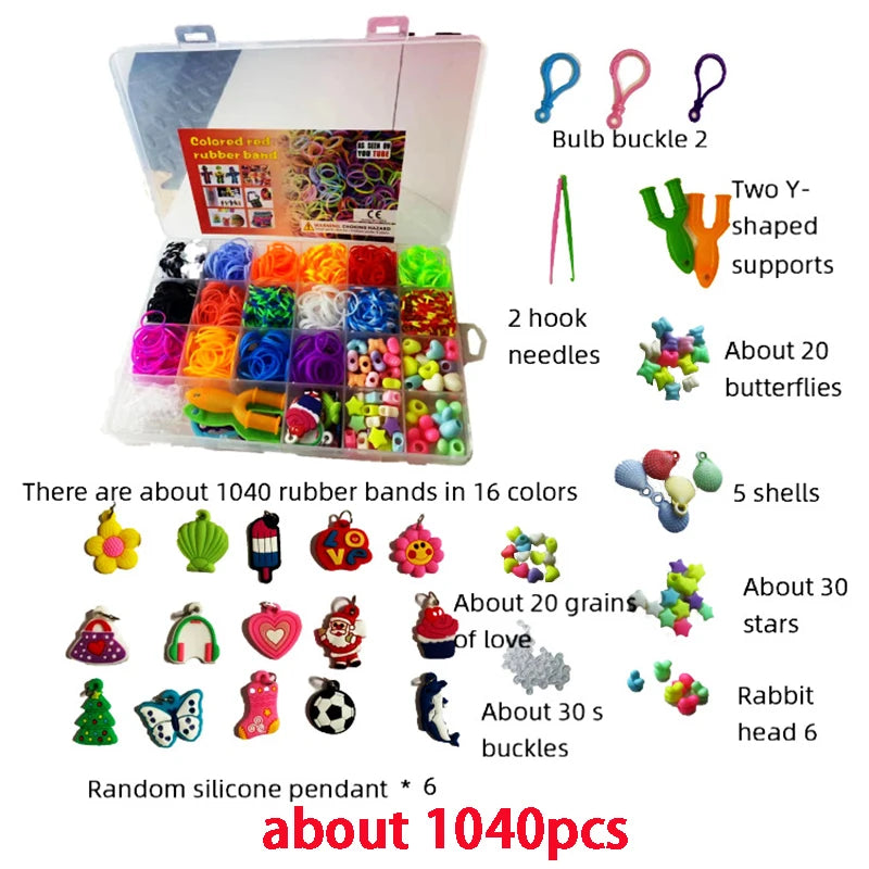 Colorful Loom Bands Kit – 600–1500+ Pcs