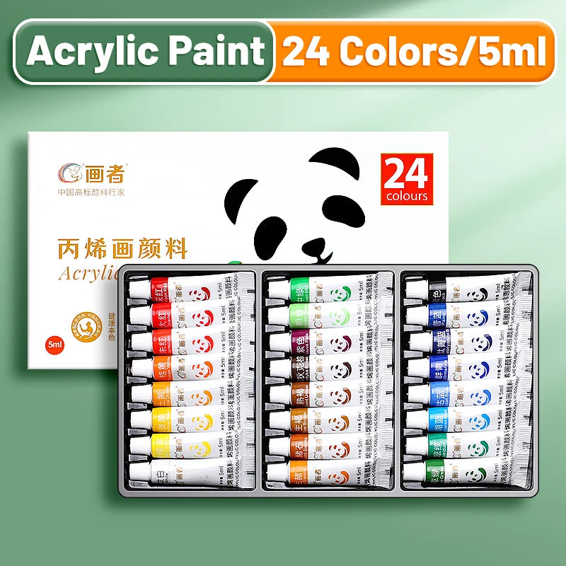 Acrylic Paint Set – 12/18/24 Colors, 5ml Tubes