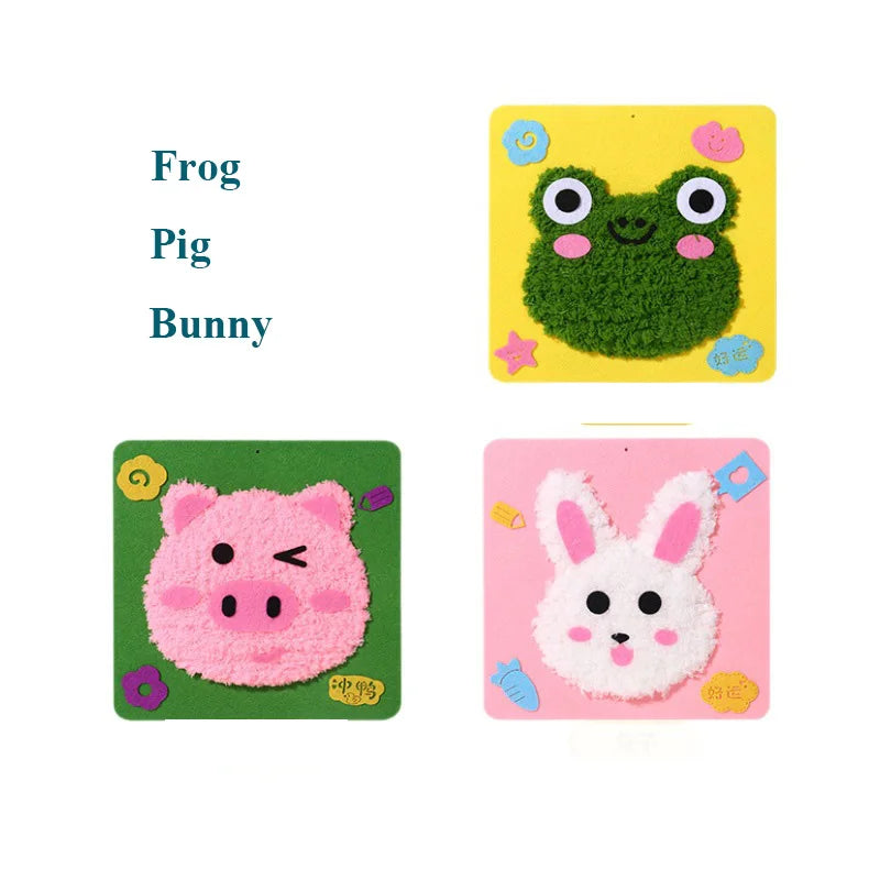 Cartoon Animal Punch Needle Kit – Pig, Rabbit, Bear