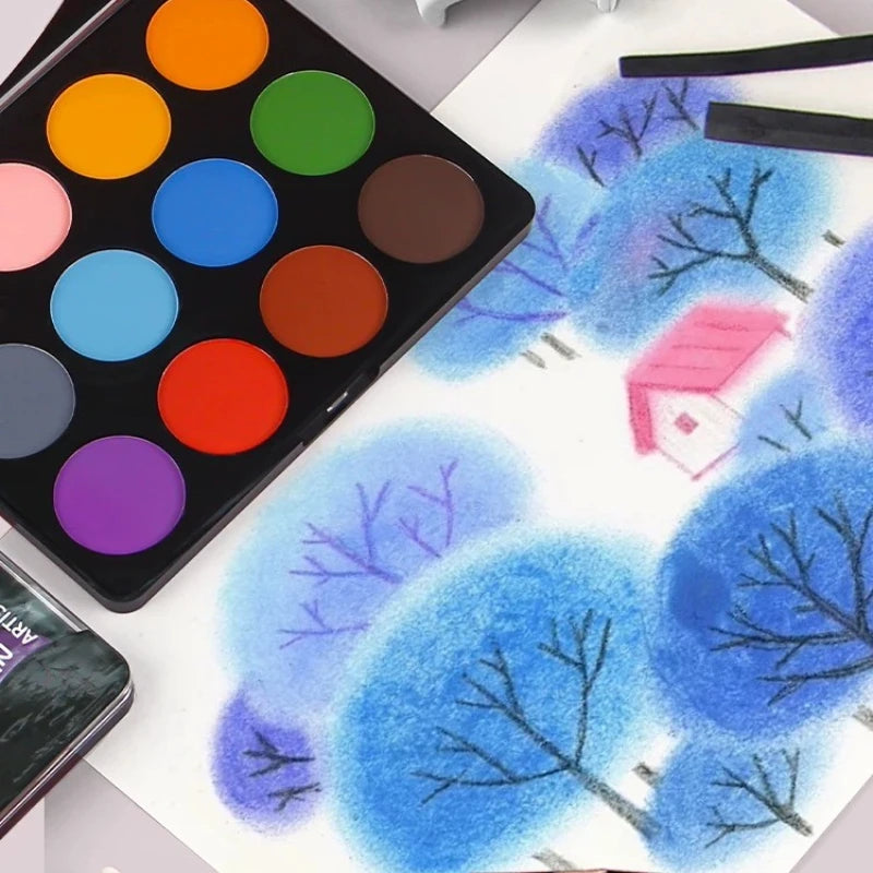 Nyoni Super Soft Artist Pastels – 12-Color  Nyoni 12-Color Super Soft Artist Pastel Set in PVC Box, Fine Powder for Smooth Blending | Ideal for Drawing, Painting & Mixed Media