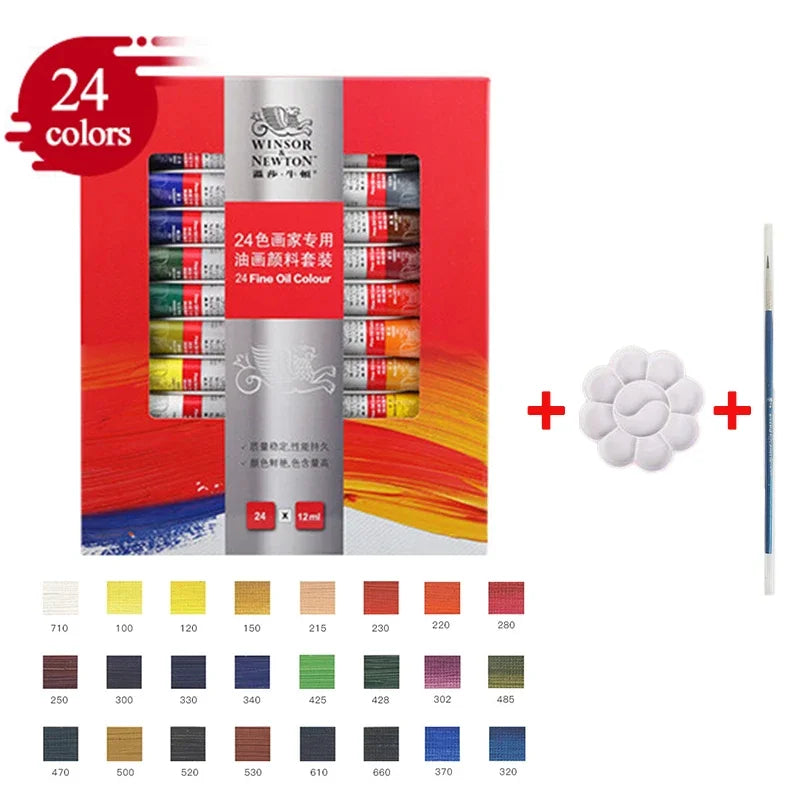 Winsor &amp; Newton Oil Paint Set – 12/18/24 Colors, 12ml Tubes