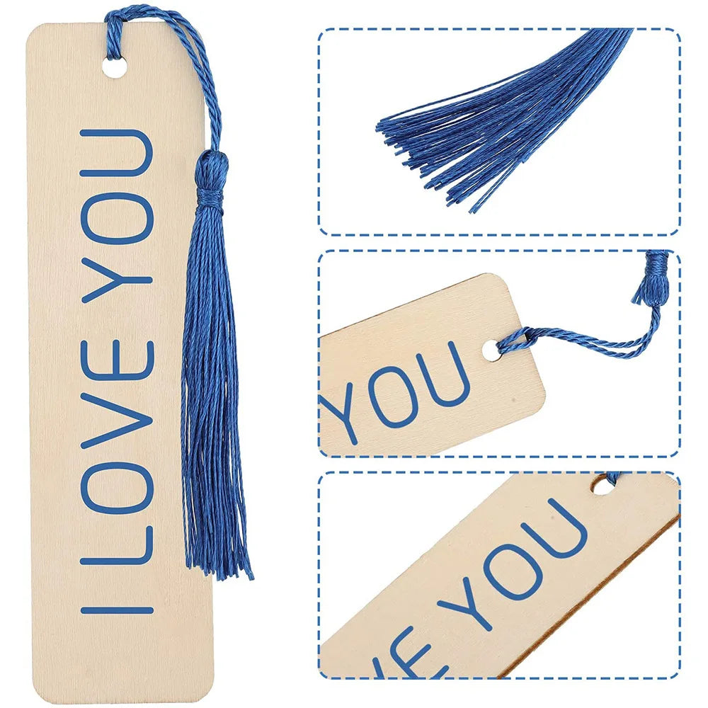Blank Wooden Bookmarks with Tassels – 10/20/60 Pcs