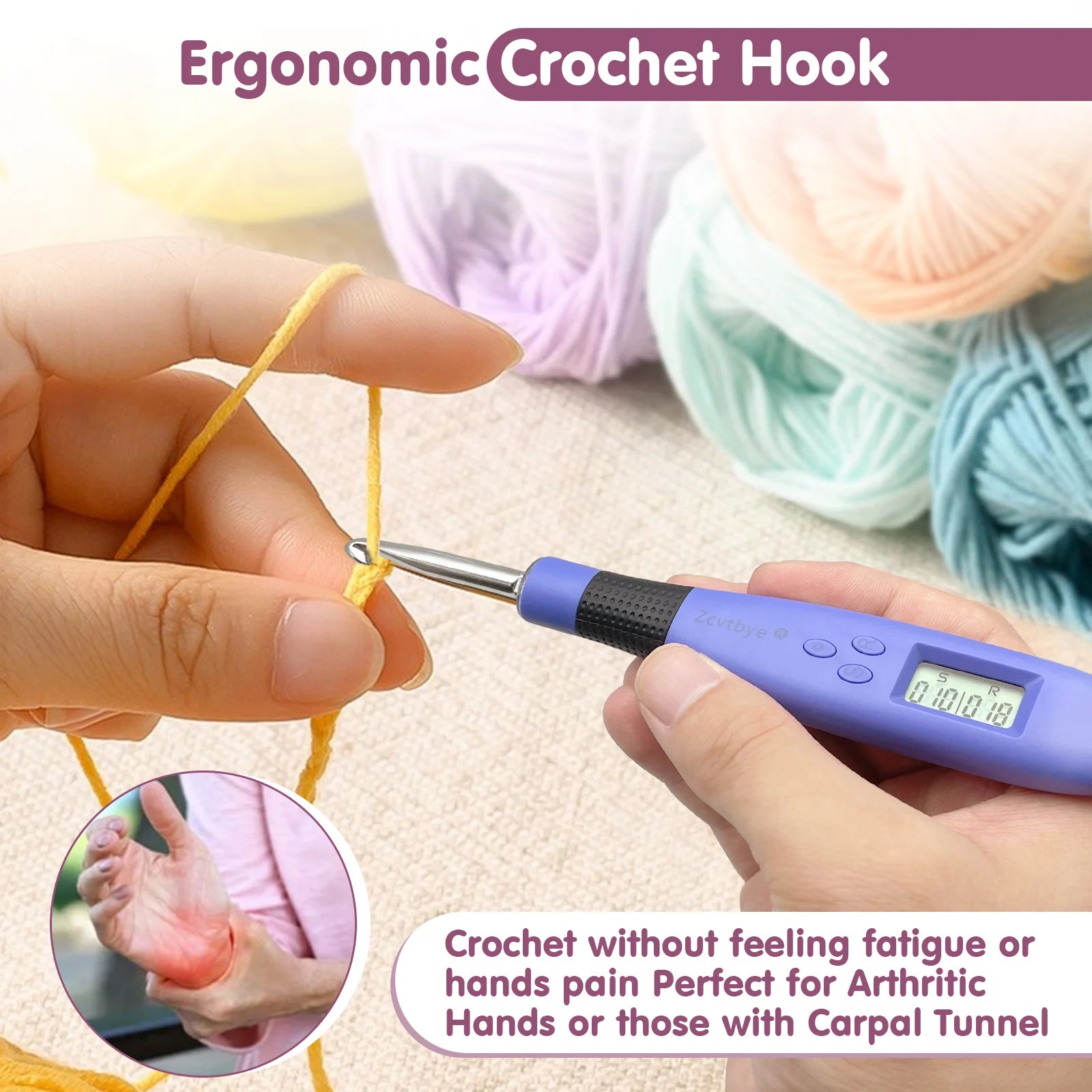 18-Size LED Crochet Hook Set with Digital Counter