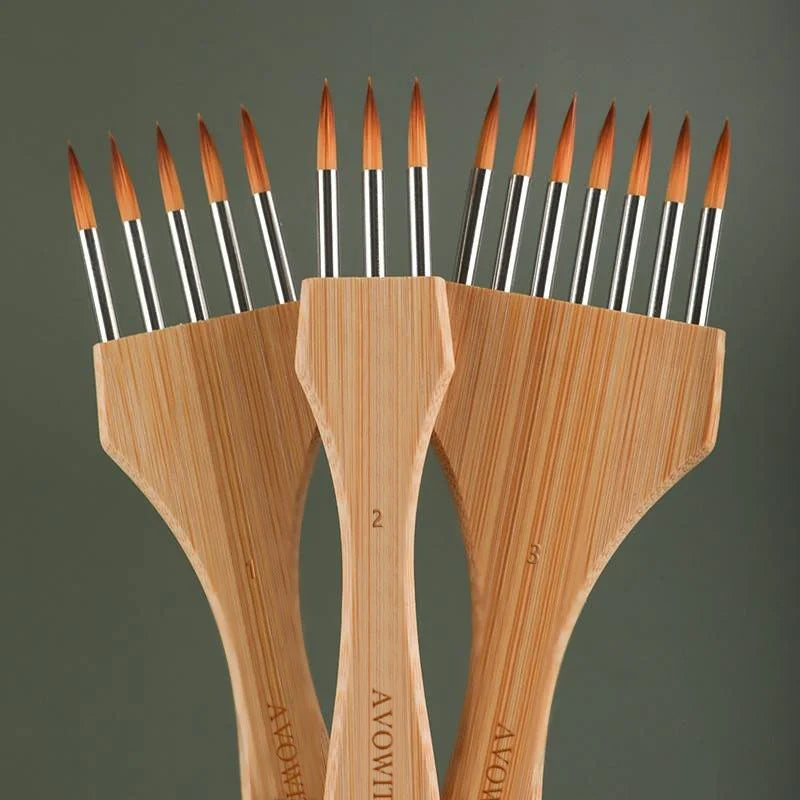 Wooden Handle Multi-Tooth Artist Brush Set