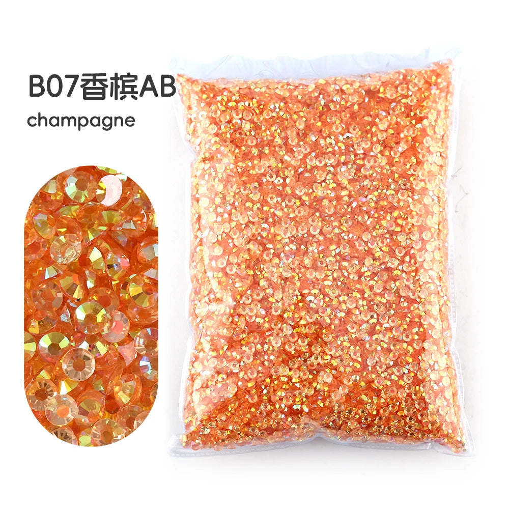 2MM 3MM 4MM 5MM 6MM Jelly AB Resin Cold fixation  Rhinestones Flat Back Suitable for making diamond water bottles