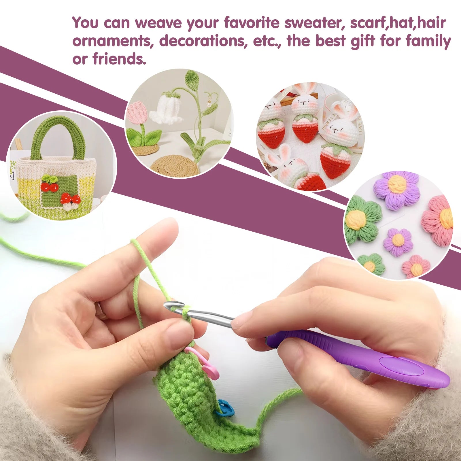18-Size LED Crochet Hook Set with Digital Counter