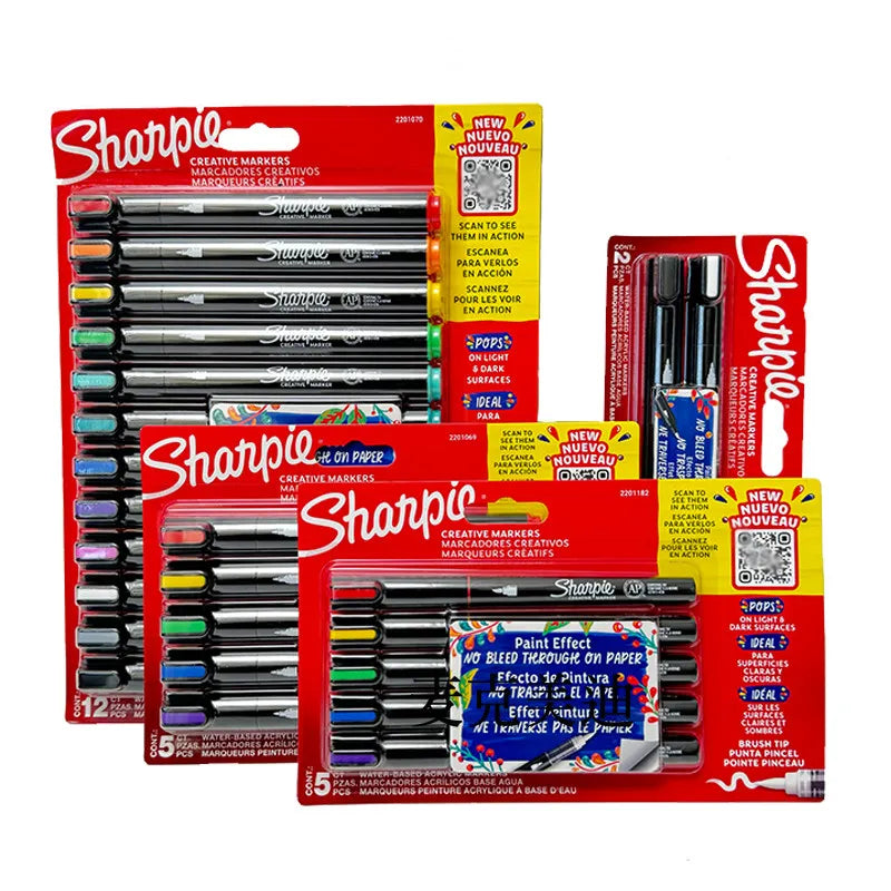 Sharpie Creative Markers, 2/5pcs Water-Based Acrylic Pen Arts & Crafts Works on Paper, Metal, Wood, Ceramic, Glass, Rock, Canvas