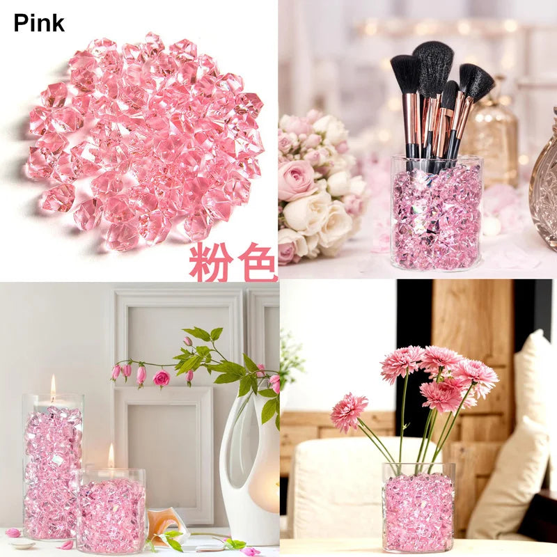 200pcs 6x9mm Acrylic Stone Fake Ice Rocks Crystal Gem Stones Vase Filler DIY Decor for Fish Tank Home Decoration Crushed Diamond