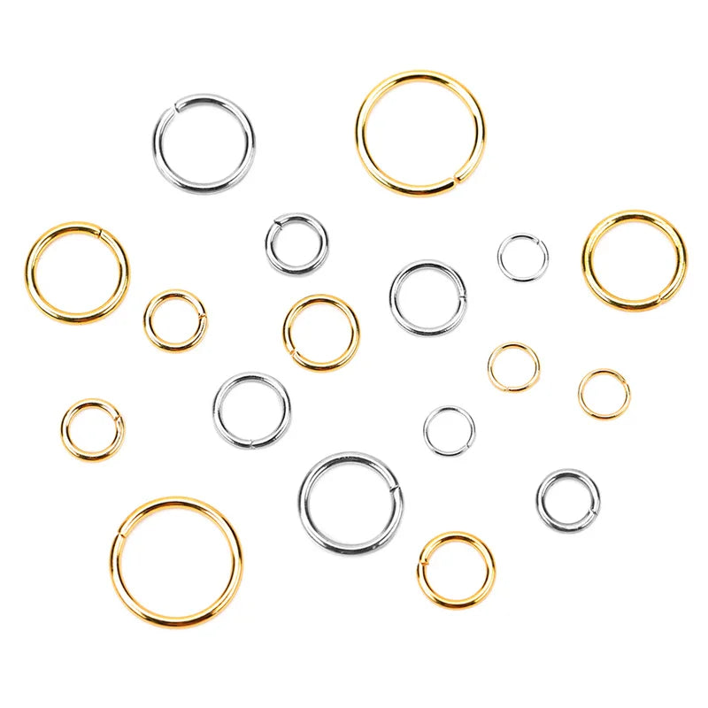 100pcs Stainless Steel Open Jump Rings – 3–10mm for DIY Jewelry Making