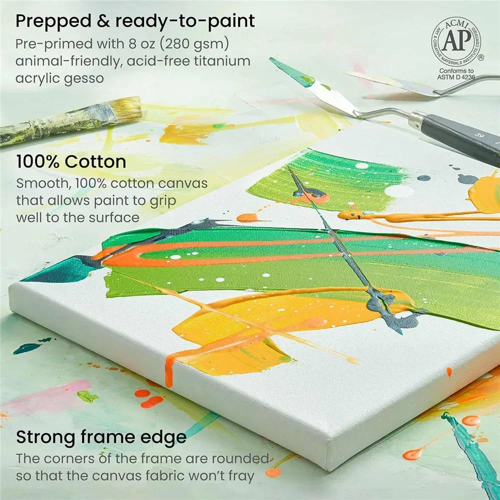 4-Pack Square or rectangle Artist Canvas Boards – Cotton with Wooden Frame
