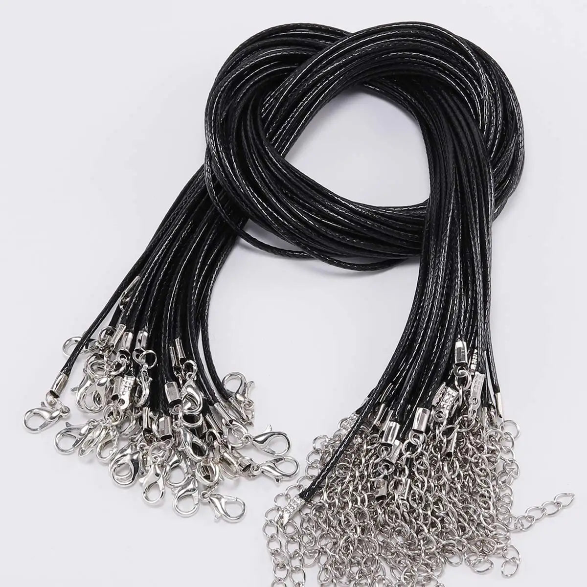 10pcs Adjustable Braided Leather Cord Necklaces – 1.5/2mm with Clasp