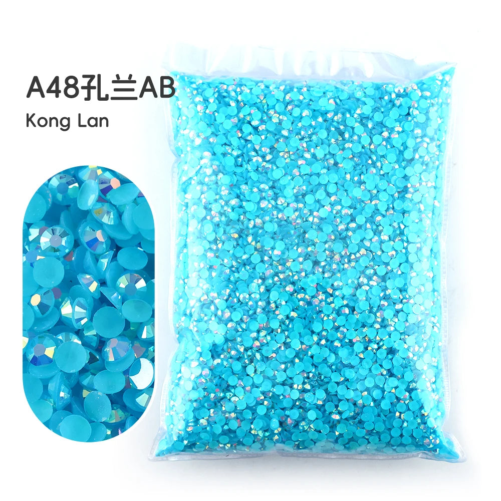 2MM 3MM 4MM 5MM 6MM Jelly AB Resin Cold fixation  Rhinestones Flat Back Suitable for making diamond water bottles
