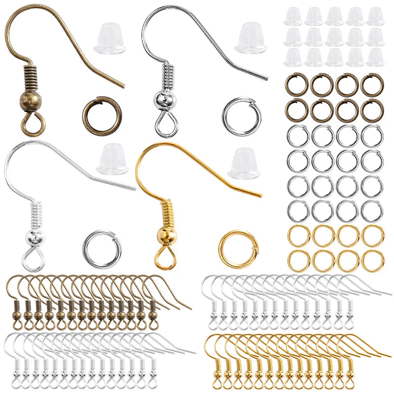 300pcs Earring Findings Set – Hooks, Jump Rings &amp; Backs for Jewelry Making