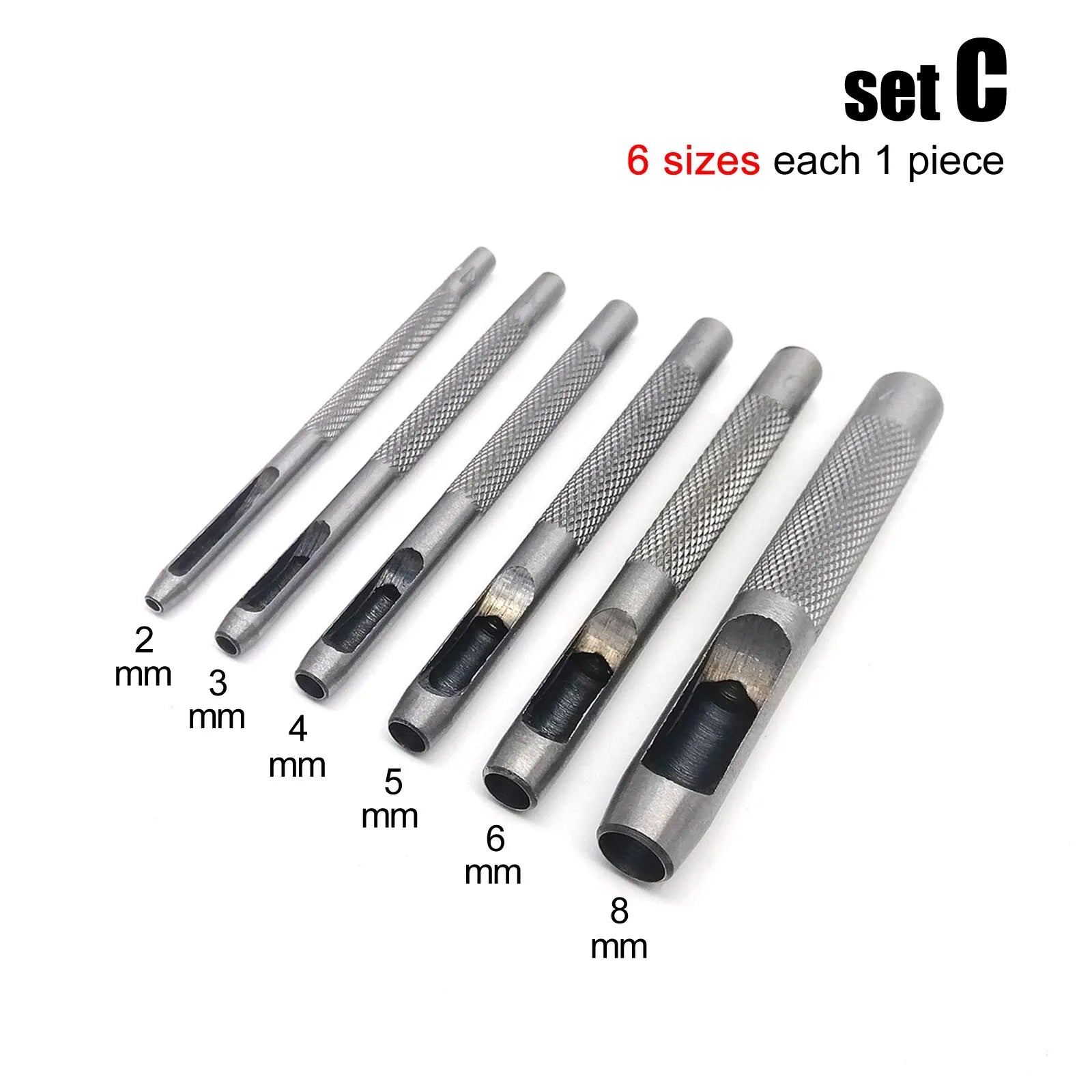 4/6/10pcs Round Hole Punch Cutter Set for Leather & Rubber