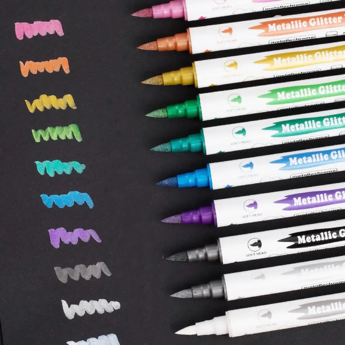 10-Piece Metallic Glitter Dual Tip Marker Set