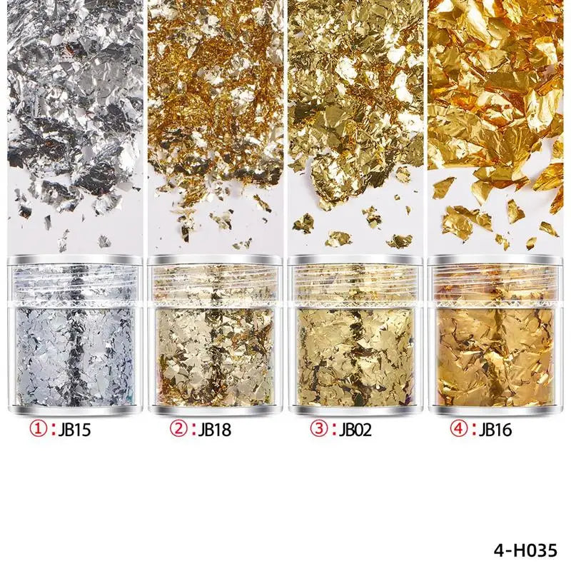 4-Bottle Gold Leaf Flakes &amp; Glitter Set