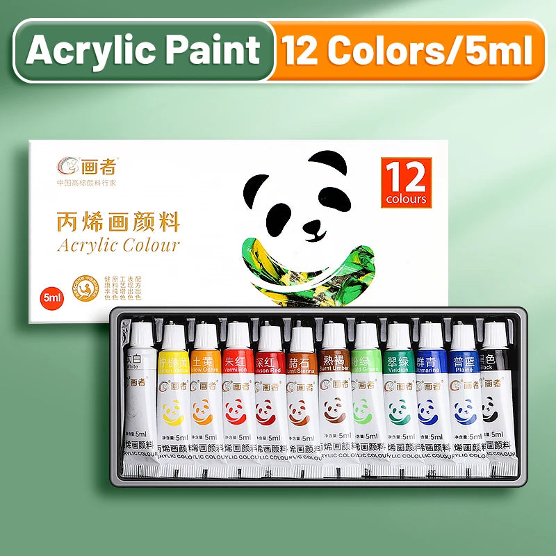 Acrylic Paint Set – 12/18/24 Colors, 5ml Tubes