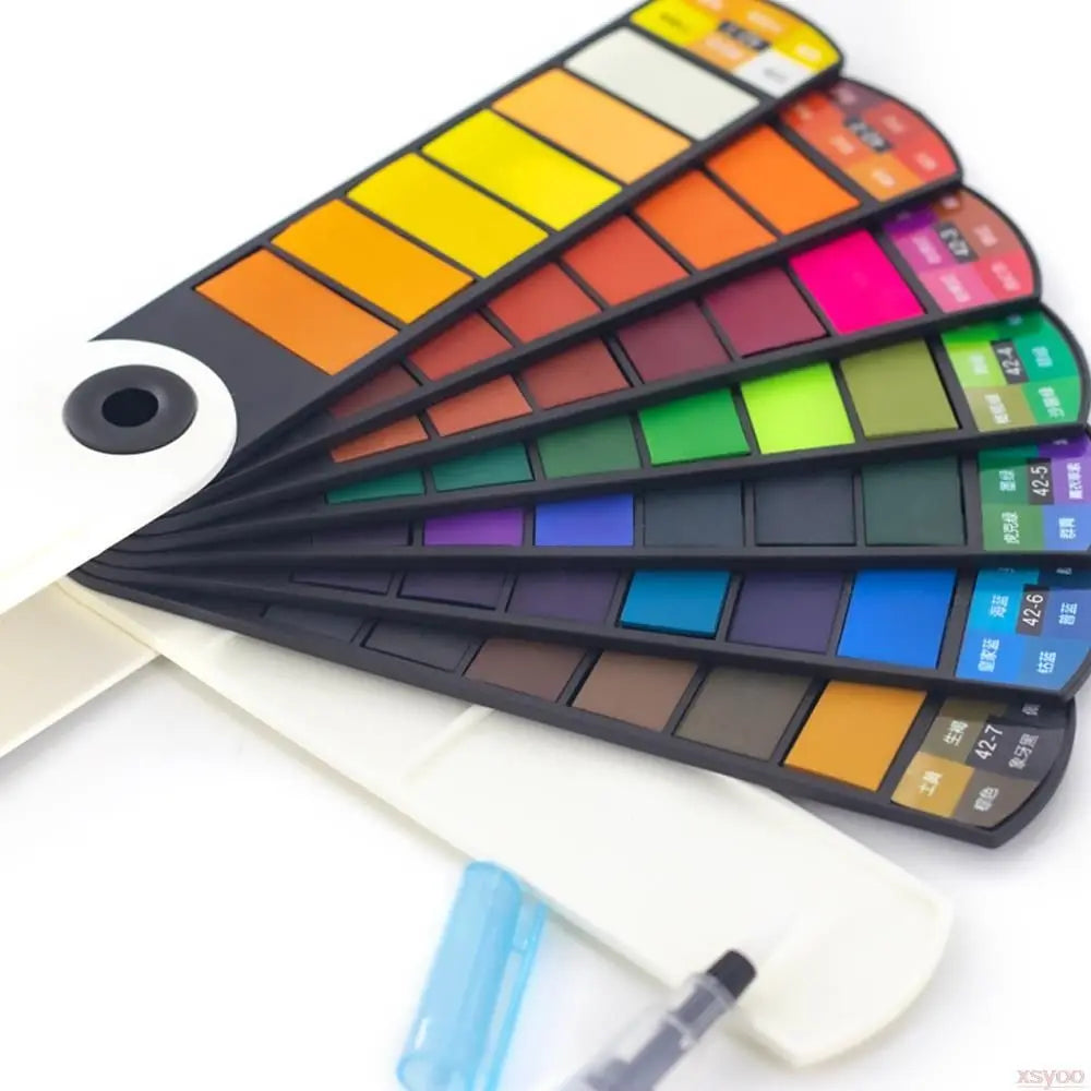 Folding Solid Watercolor Set – 18/24/36/42 Colors with Brush Pen