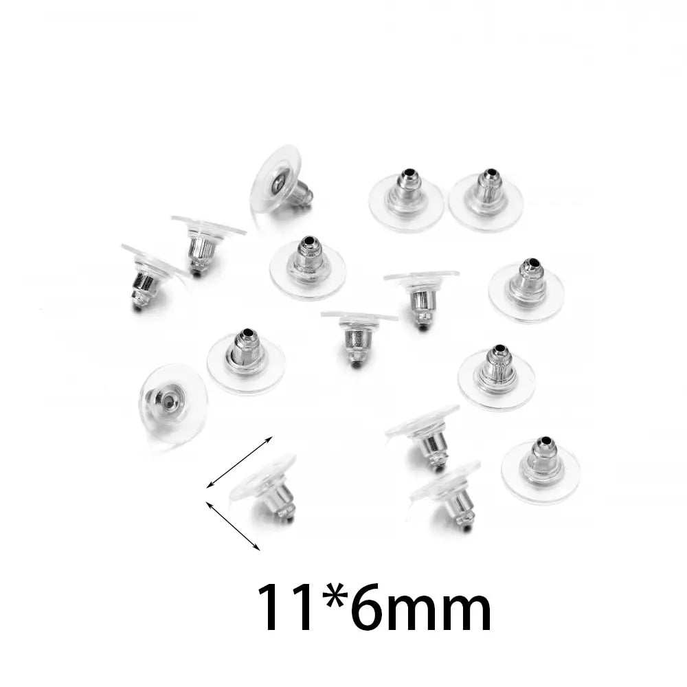 100pcs Rubber Earring Backs – Silicone &amp; Steel Earnuts for DIY Jewelry