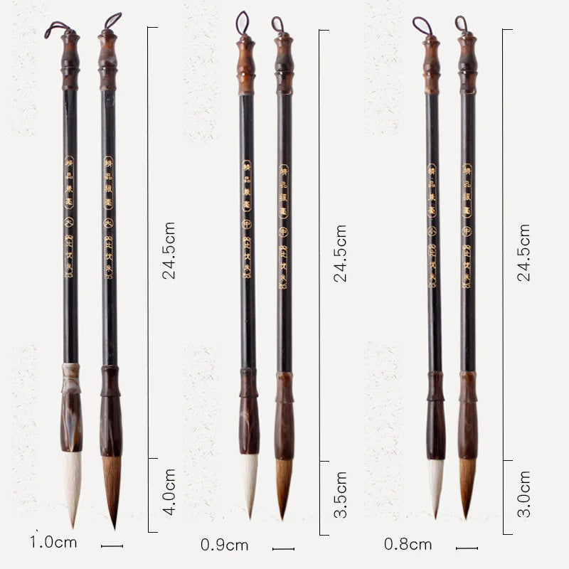 6pcs Chinese Calligraphy Brush Set – Wool &amp; Weasel Hair for Regular Script