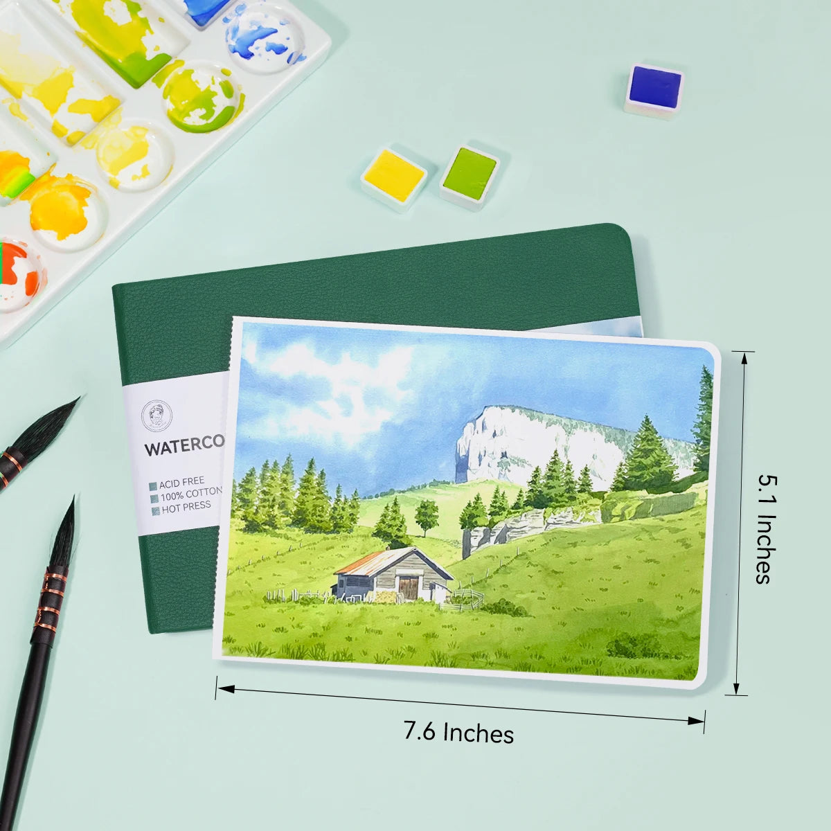Lightwish Watercolor Journal – 100% Cotton, 7.6" x 5.1", 20 Sheets
