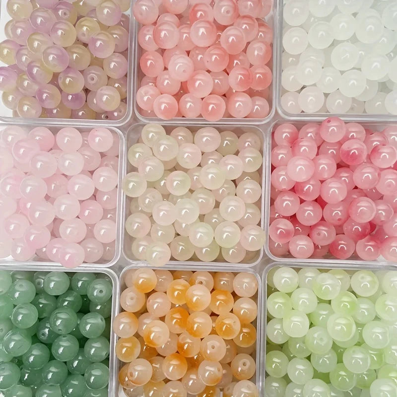 8mm Dual-Color Glass Beads – 50 Pcs
