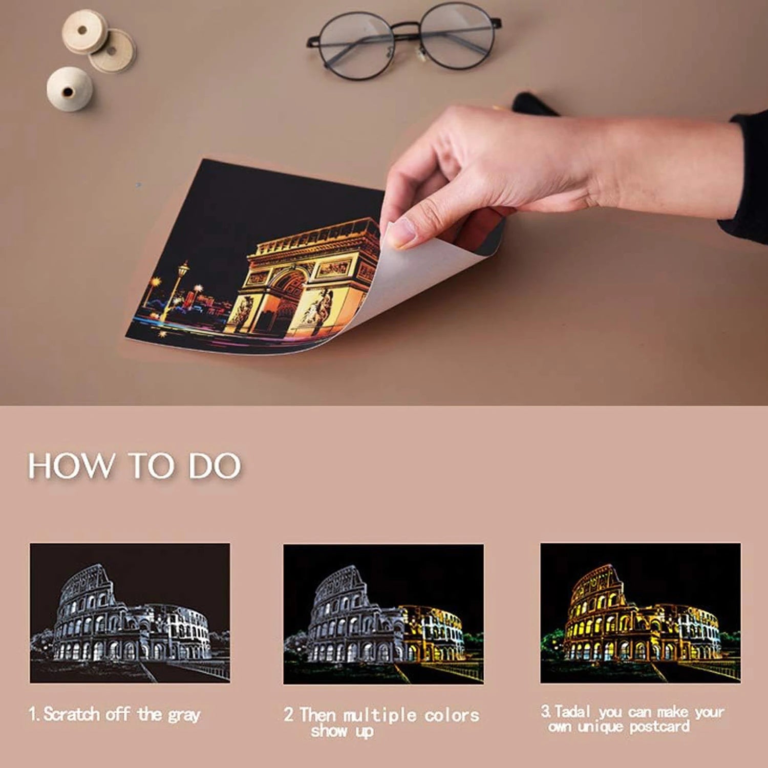 Scratch Art Postcards – 4PCS Urban Night Scene Landscape Set
