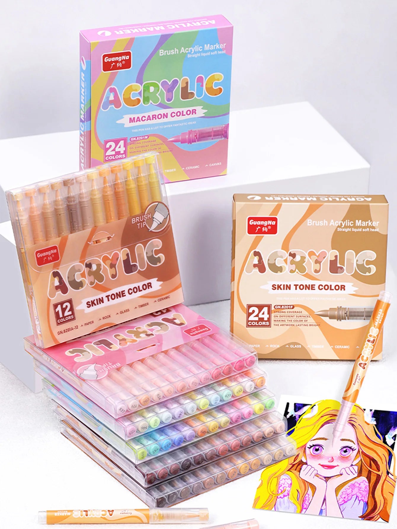 GuangNa Acrylic Paint Markers 12-72 Colors Set