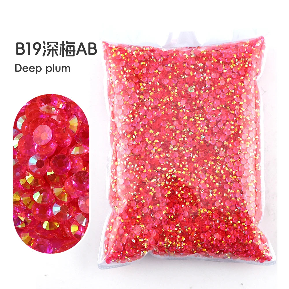 2MM 3MM 4MM 5MM 6MM Jelly AB Resin Cold fixation  Rhinestones Flat Back Suitable for making diamond water bottles
