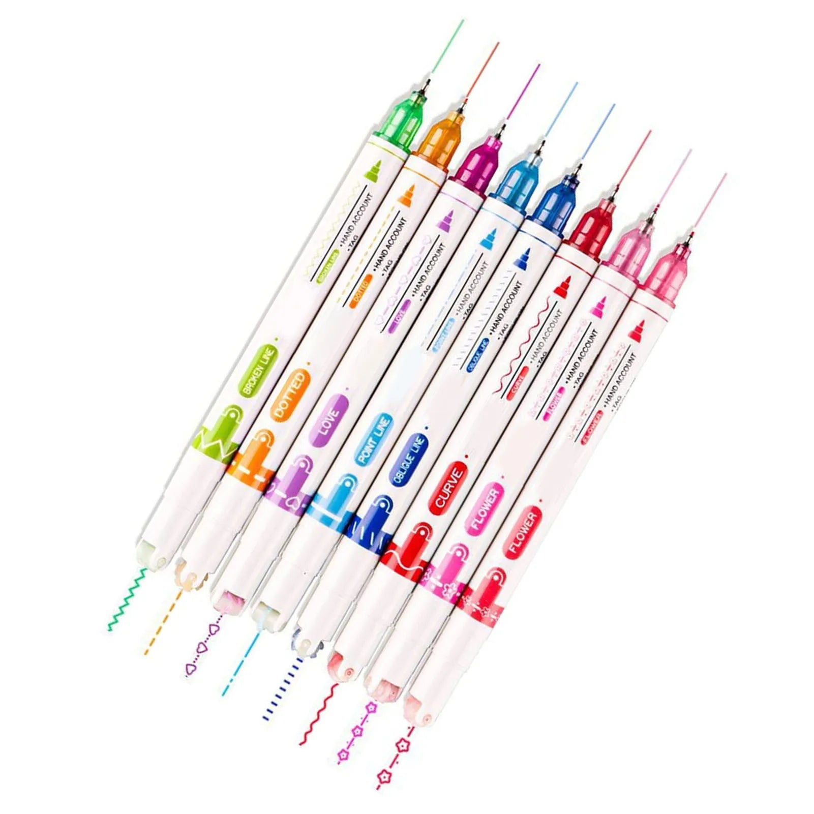 8-Color Double-Ended Marking Pens – Quick-Dry Highlighters (2 Sets)