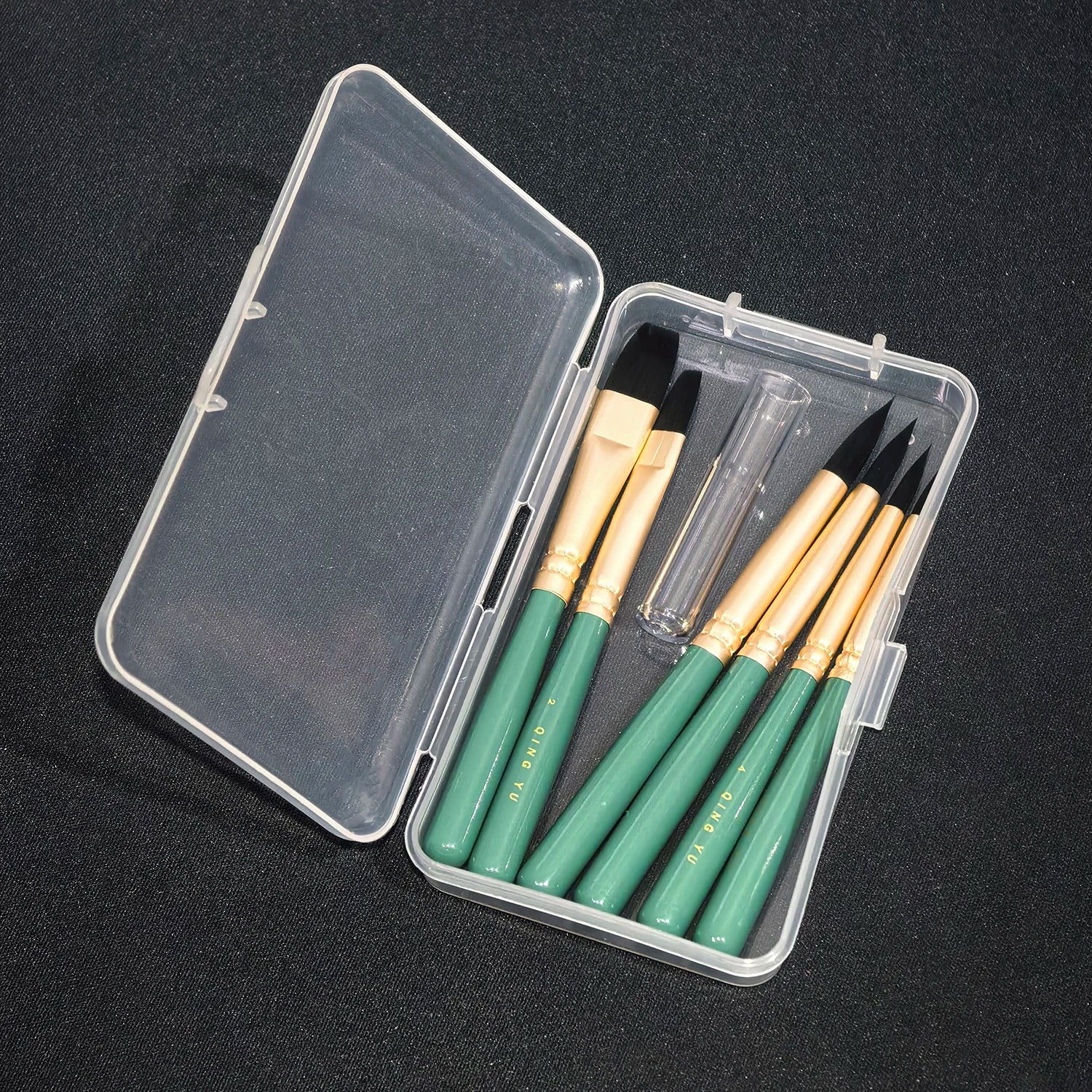 6pcs Mini Nylon Paint Brush Set with Pen Box &amp; Extender – Watercolor &amp; Gouache Art Brushes for Students