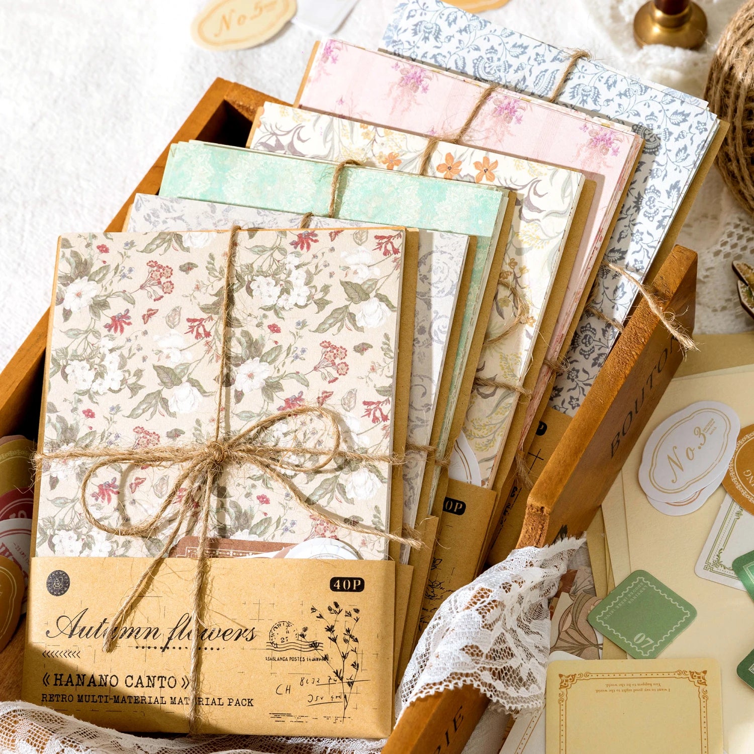40-Piece Vintage Scrapbooking Paper Pack