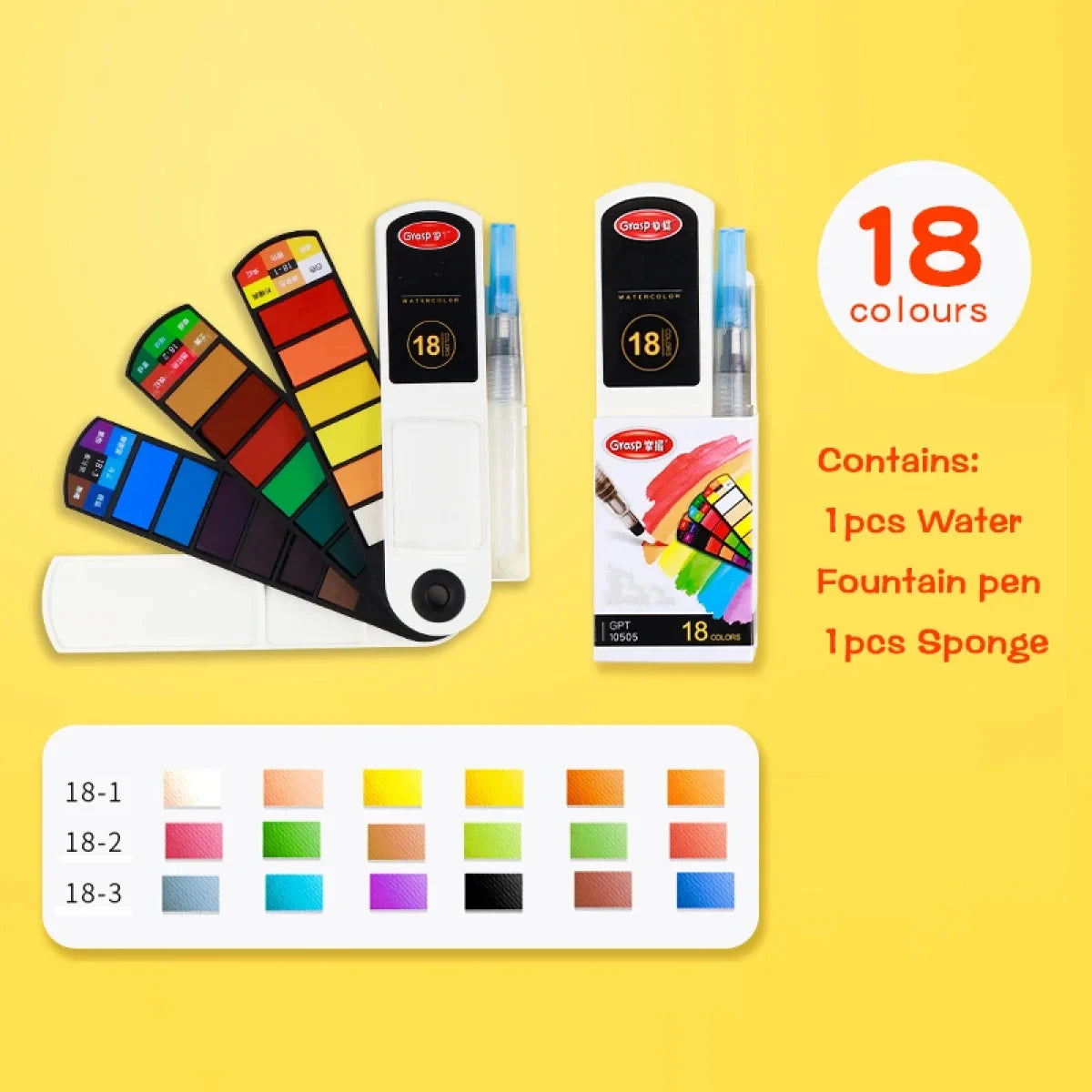 Watercolor Paint Set – 12/24/36/48 Colors with Water Brush Pens