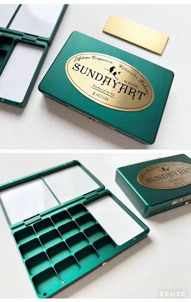 Portable Brass &amp; Aluminum Watercolor Box – 16/24 Grid Travel Palette