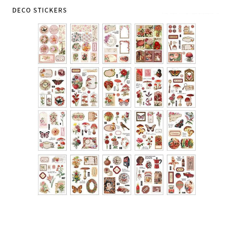 JIANQI 20-Piece PET Sticker Book – Plants &amp; Flowers