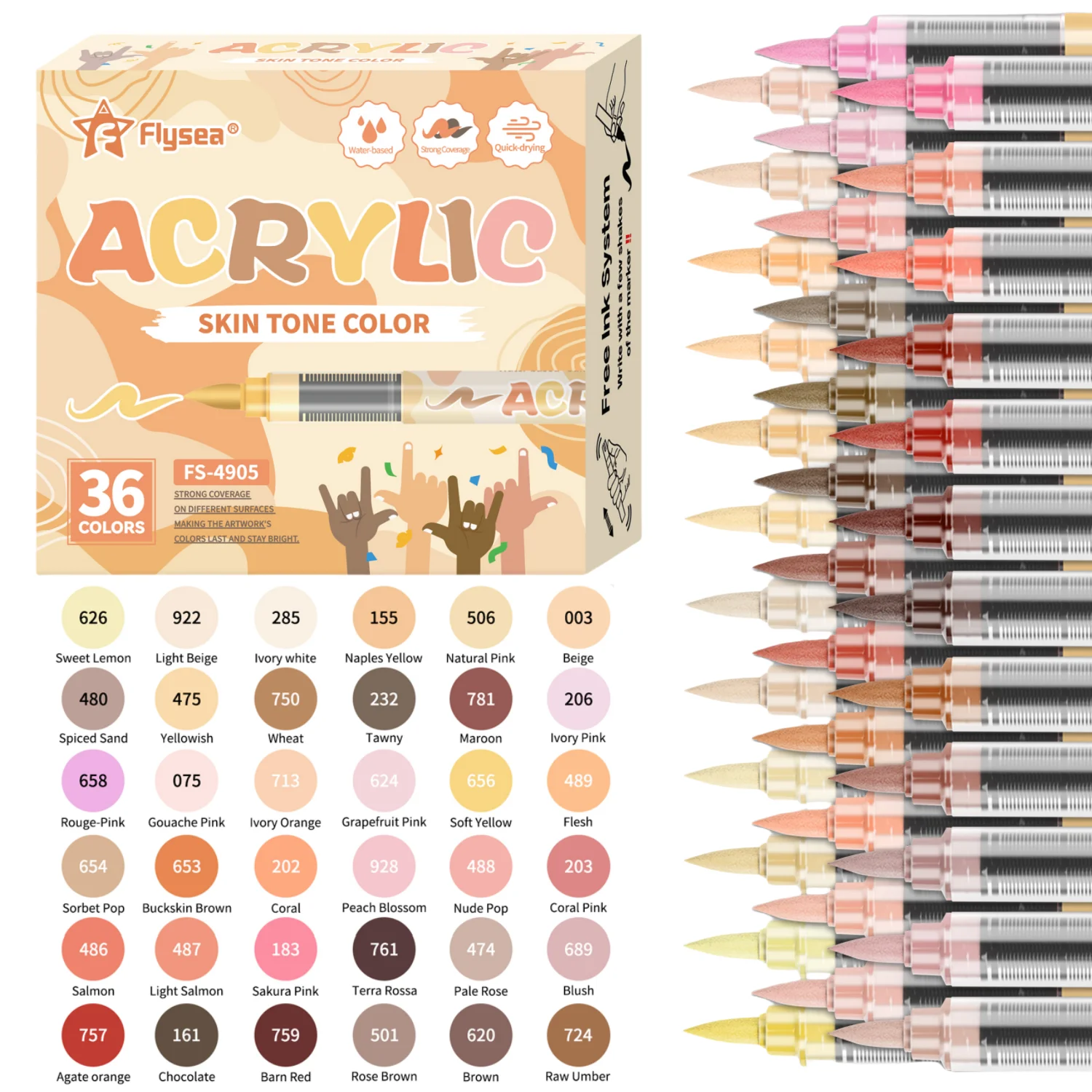 Skin Tone Acrylic Brush Markers Set