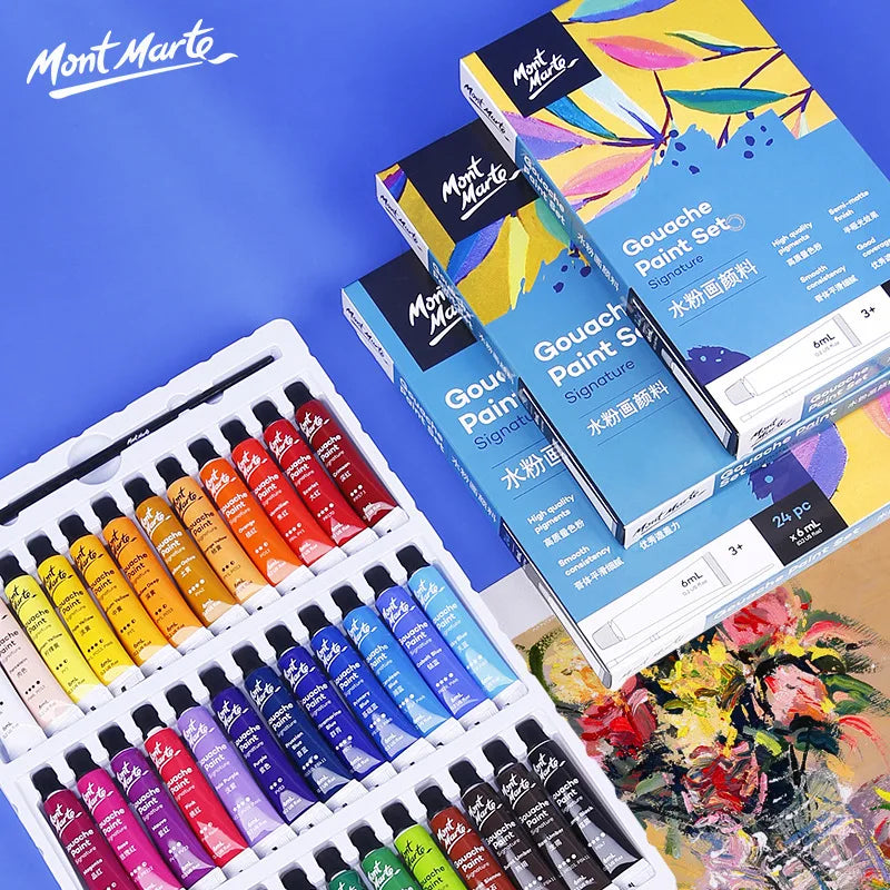 Gouache Paint Set – 12/24/36 Colors, 6ml Tubes for Artists &amp; Students