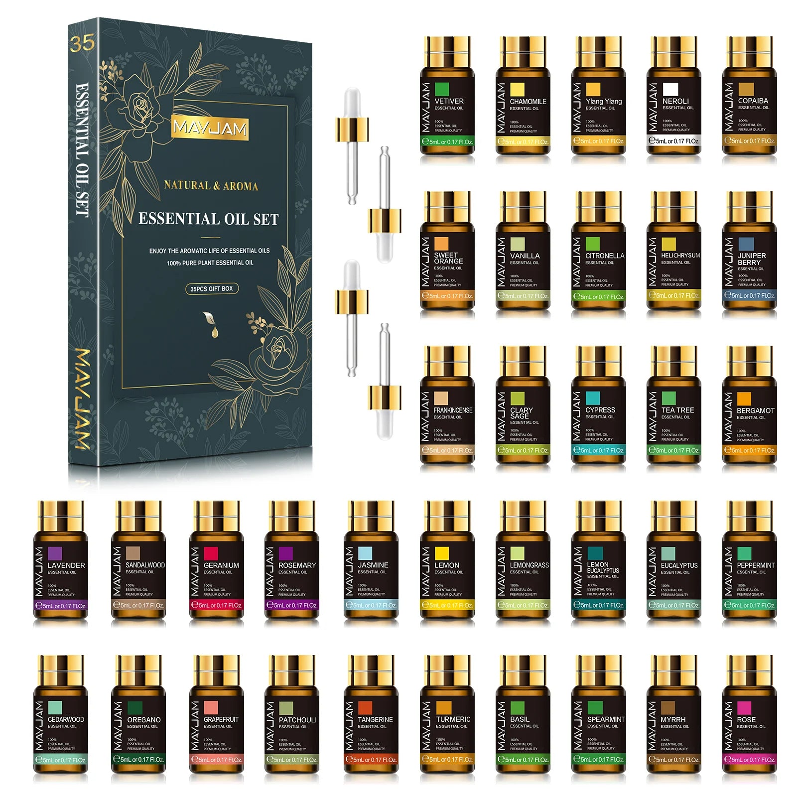 MAYJAM Essential Oils Set – 35pcs for Diffusers, Candles &amp; DIY Use