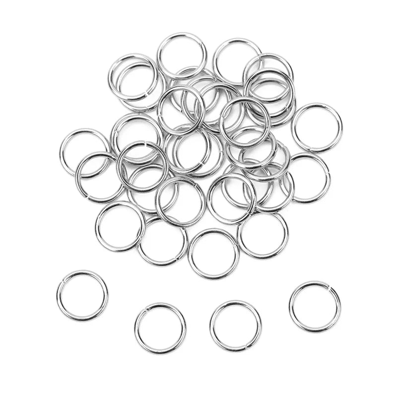 100pcs Stainless Steel Open Jump Rings – 3–10mm for DIY Jewelry Making
